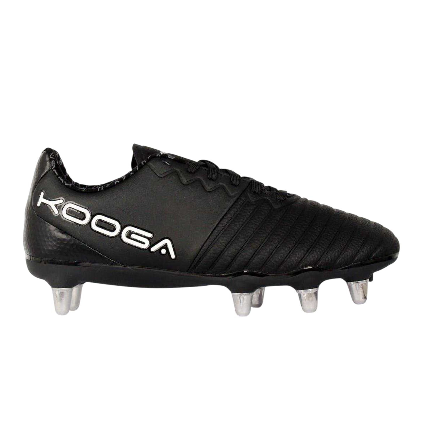 Black-White - Front - KooGa Mens Power SG Leather Rugby Boots