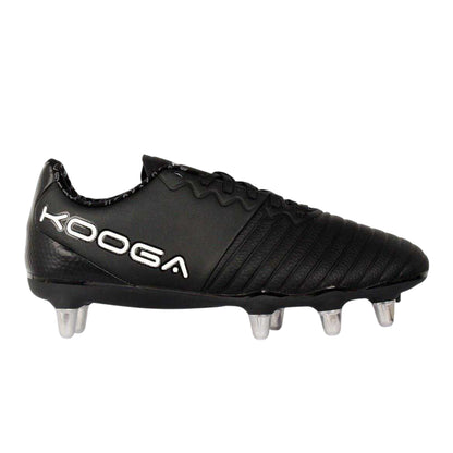 Black-White - Front - KooGa Mens Power SG Leather Rugby Boots