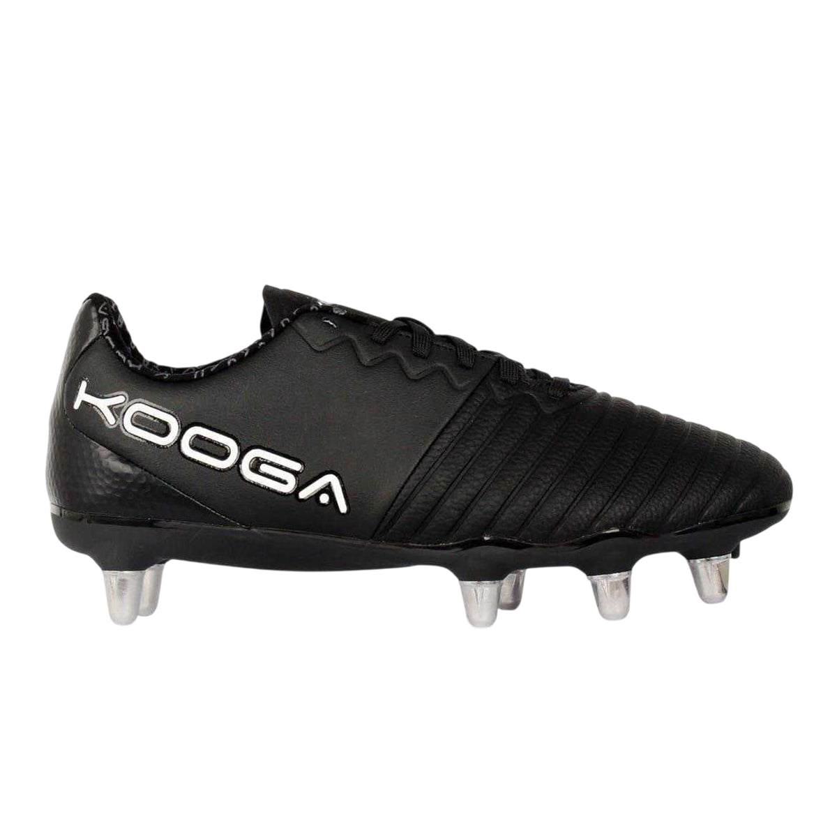 Black-White - Front - KooGa Mens Power SG Leather Rugby Boots