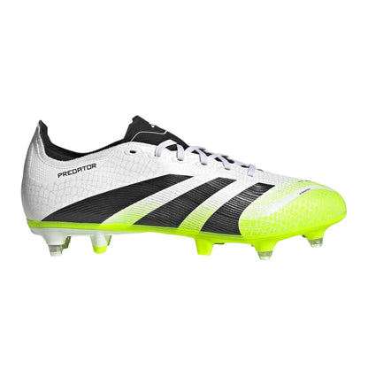 White-Black-Lemon - Front - Adidas Unisex Adult Predator League Soft Ground Football Boots