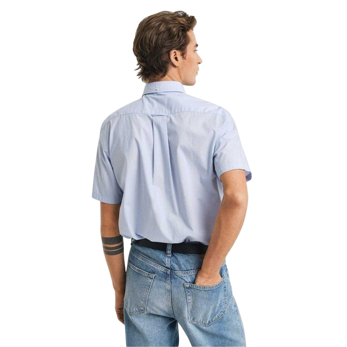 Light Blue - Back - Gant Mens Poplin Classic Short-Sleeved Shirt