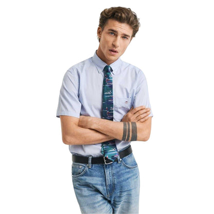 Light Blue - Side - Gant Mens Poplin Classic Short-Sleeved Shirt