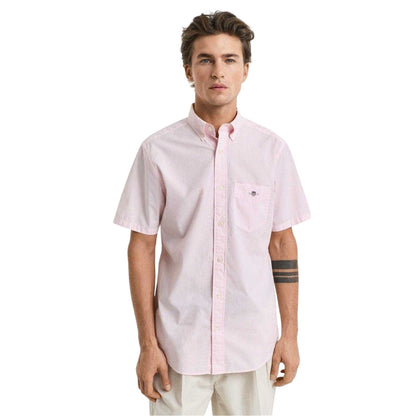 Light Pink - Front - Gant Mens Poplin Classic Short-Sleeved Shirt