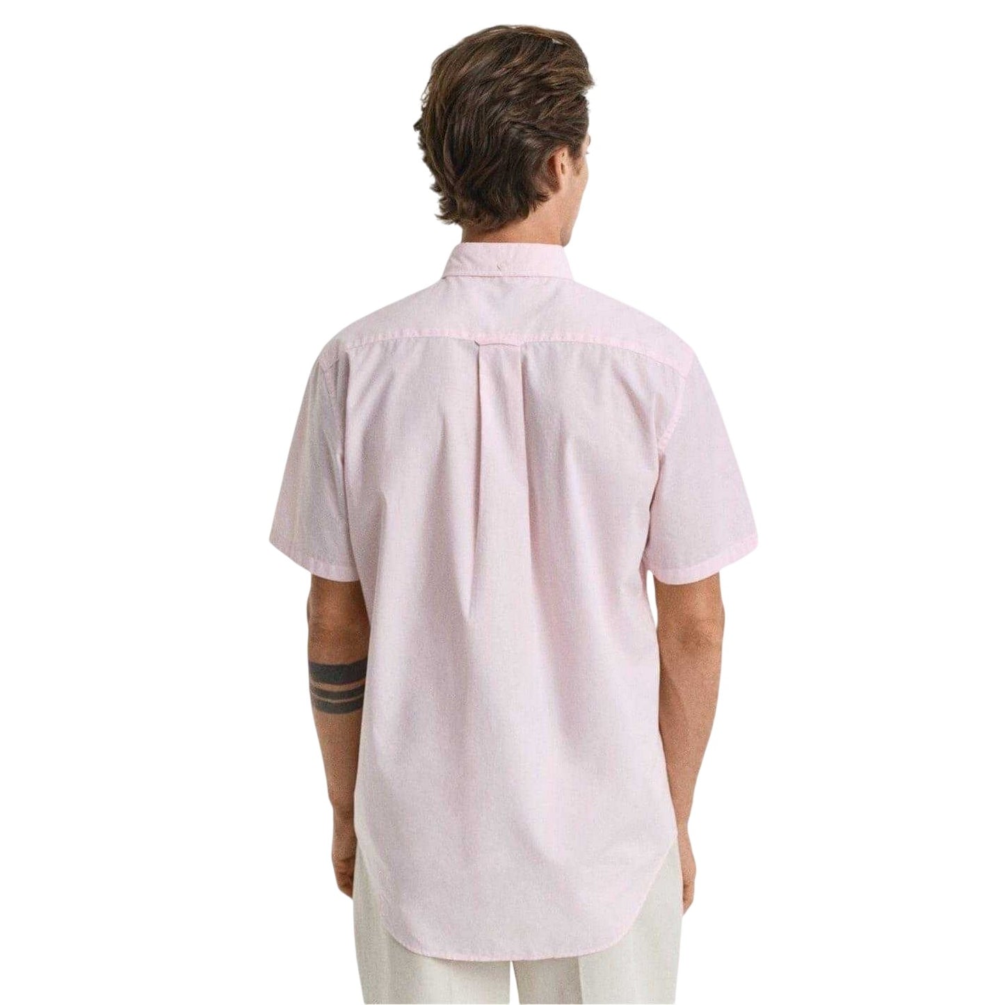 Light Pink - Back - Gant Mens Poplin Classic Short-Sleeved Shirt