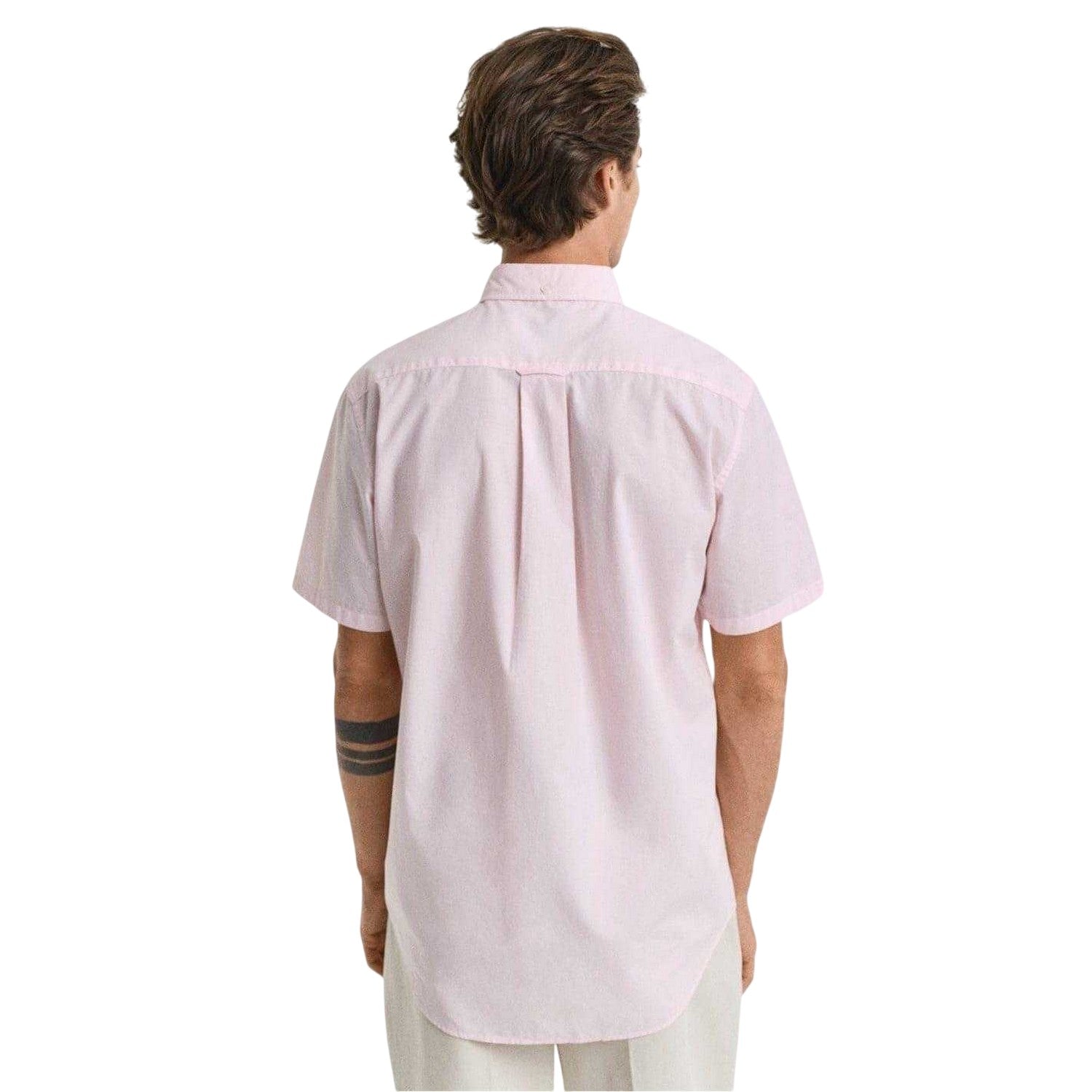 Light Pink - Back - Gant Mens Poplin Classic Short-Sleeved Shirt