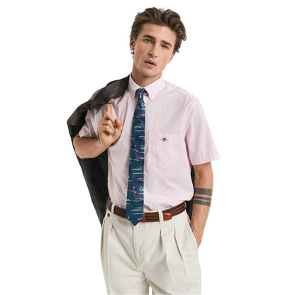 Light Pink - Side - Gant Mens Poplin Classic Short-Sleeved Shirt