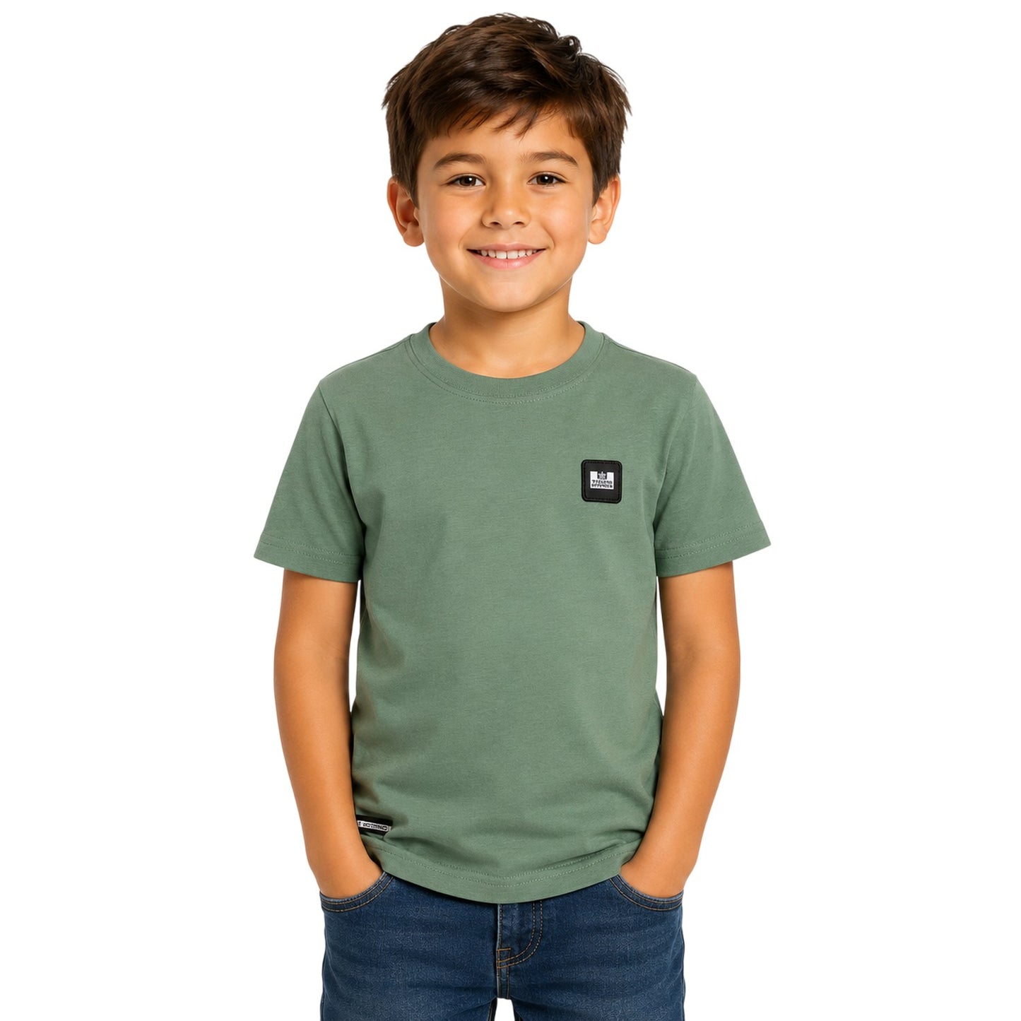 Mid Green - Side - Weekend Offender Childrens-Kids Kingston Cotton T-Shirt