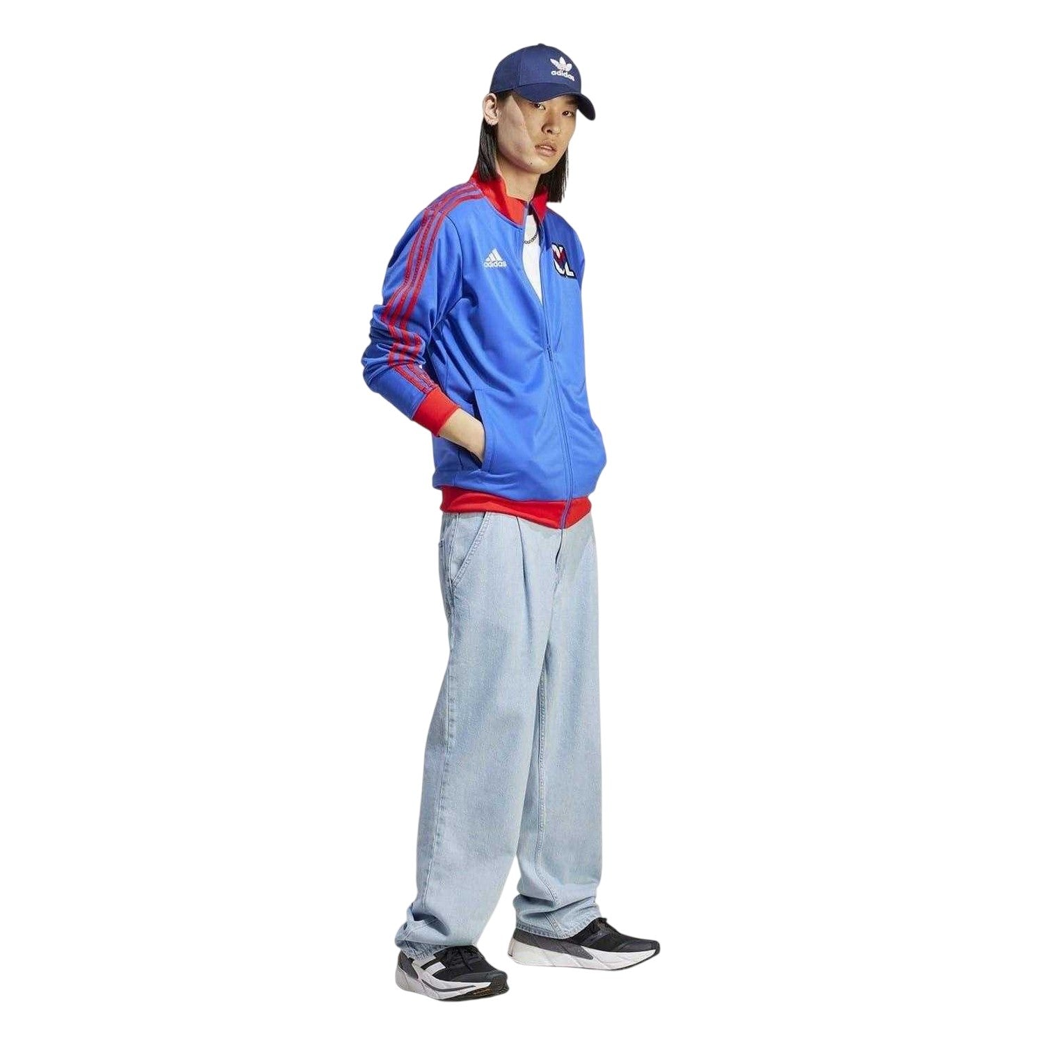 Blue-Red - Side - Adidas Mens Olympique Lyonnais Regular Sweatshirt