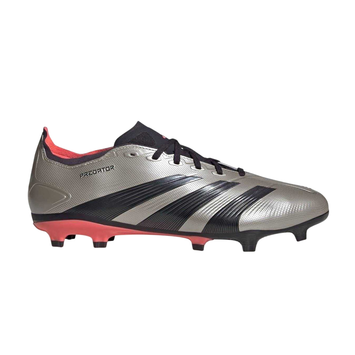 Silver-Black - Front - Adidas Mens Predator 24 League Leather Firm Ground Football Boots