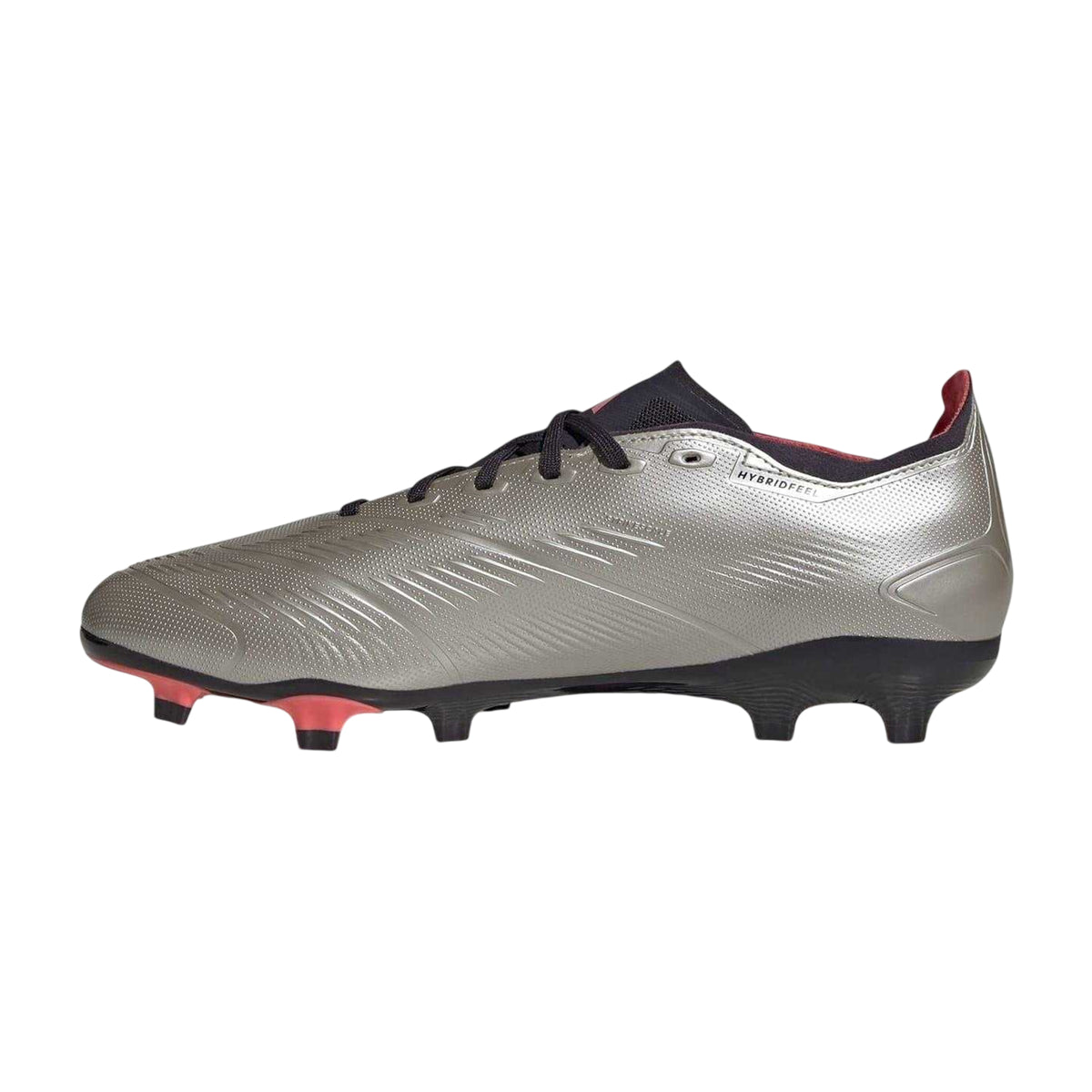 Silver-Black - Side - Adidas Mens Predator 24 League Leather Firm Ground Football Boots