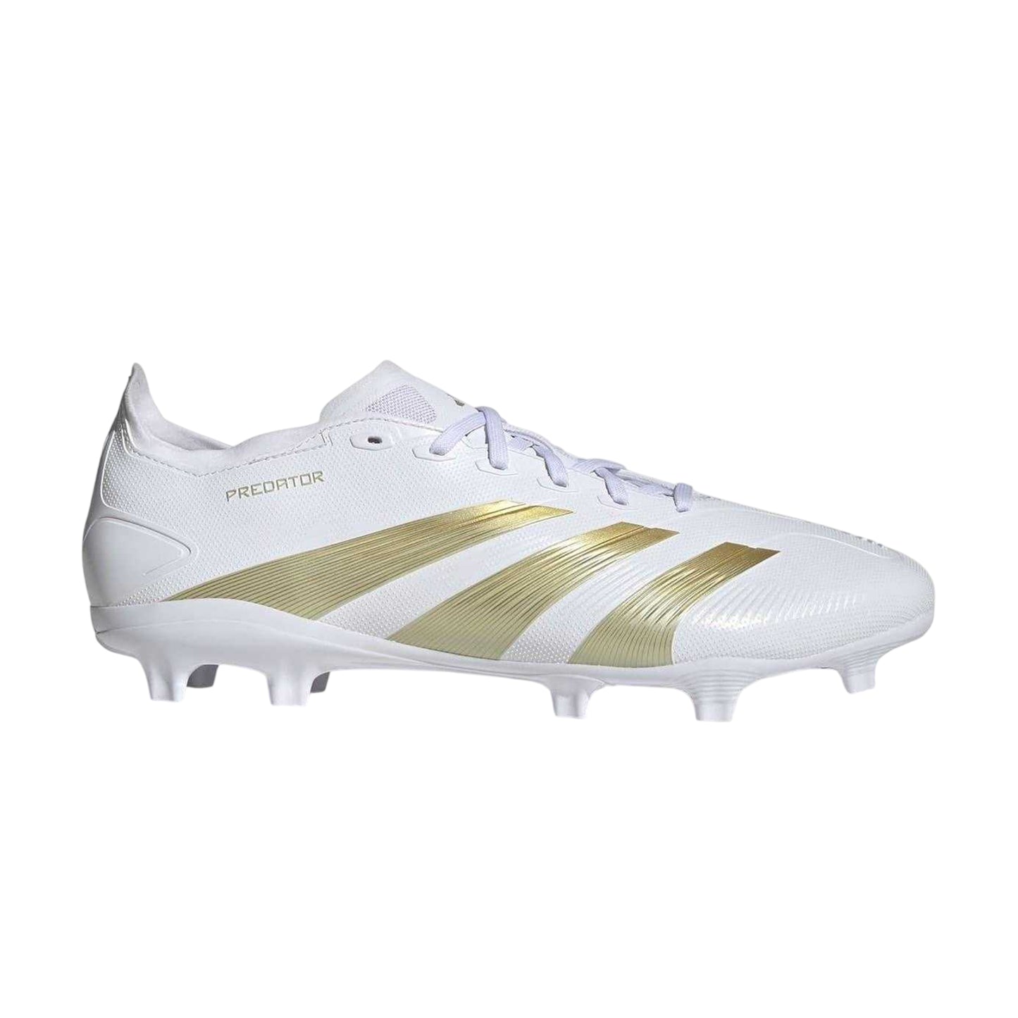 White-Gold-Bling - Front - Adidas Mens Predator 24 League Leather Firm Ground Football Boots