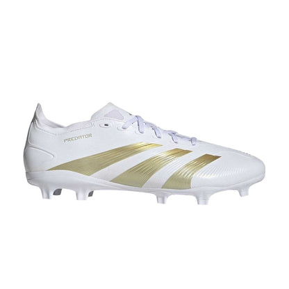White-Gold-Bling - Front - Adidas Mens Predator 24 League Leather Firm Ground Football Boots