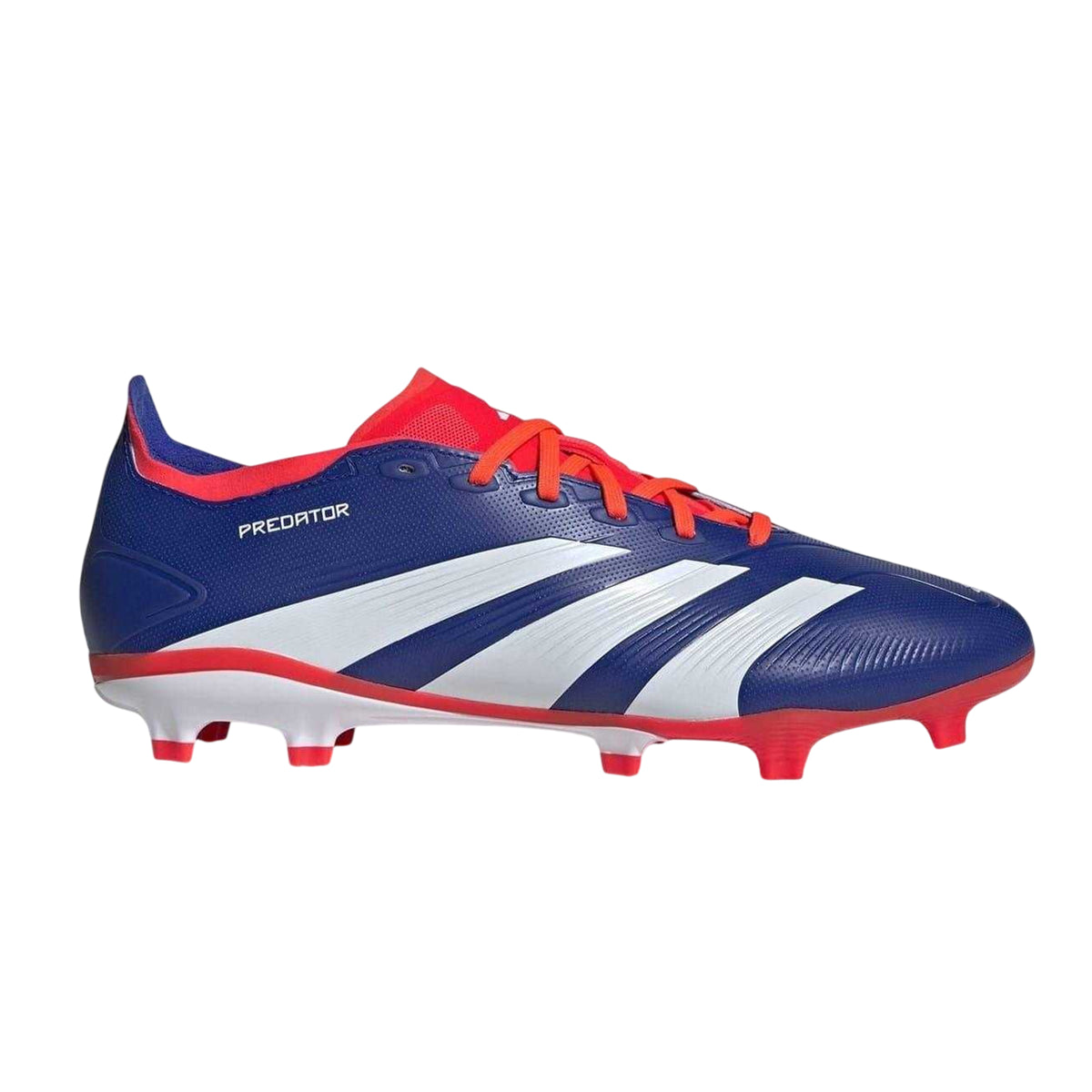 Blue-White-Red - Front - Adidas Mens Predator 24 League Leather Firm Ground Football Boots