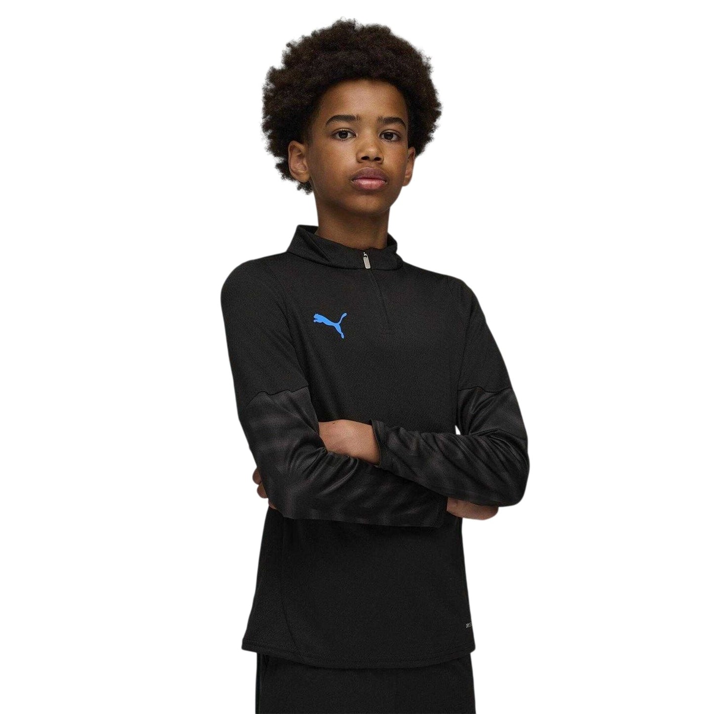 Black-Blue - Side - Puma Childrens-Kids Cup Quarter Zip Drill Top