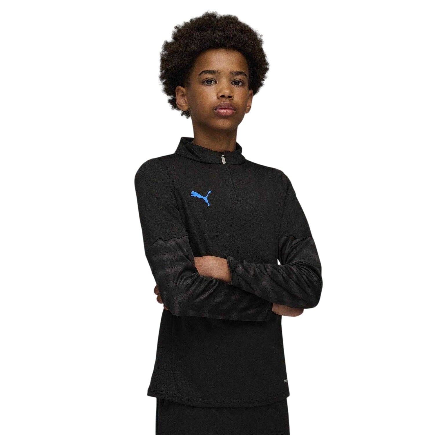 Black-Blue - Side - Puma Childrens-Kids Cup Quarter Zip Drill Top