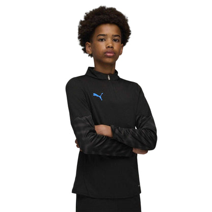 Black-Blue - Side - Puma Childrens-Kids Cup Quarter Zip Drill Top