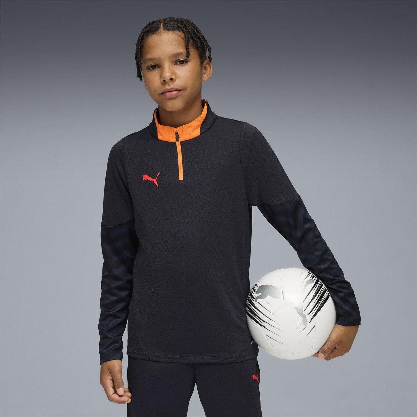 Navy-Red - Side - Puma Childrens-Kids Cup Quarter Zip Drill Top