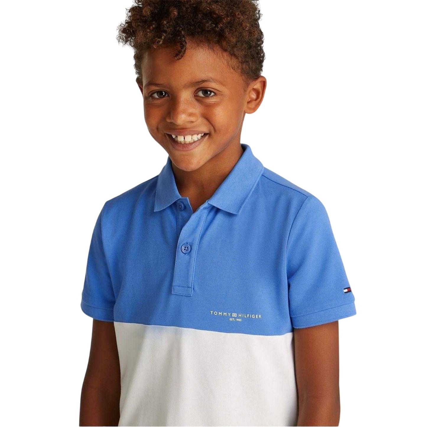 Blue-White - Lifestyle - Tommy Hilfiger Childrens-Kids Colour Block Regular Polo Shirt