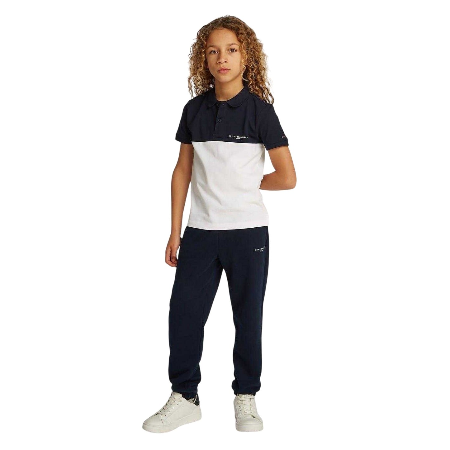 Night Navy - Side - Tommy Hilfiger Childrens-Kids Colour Block Regular Polo Shirt