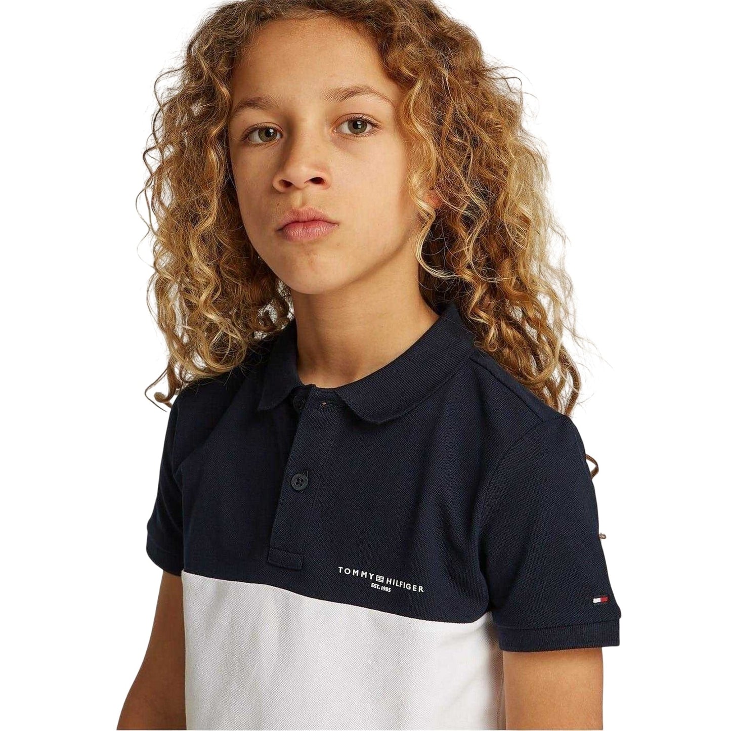 Night Navy - Lifestyle - Tommy Hilfiger Childrens-Kids Colour Block Regular Polo Shirt
