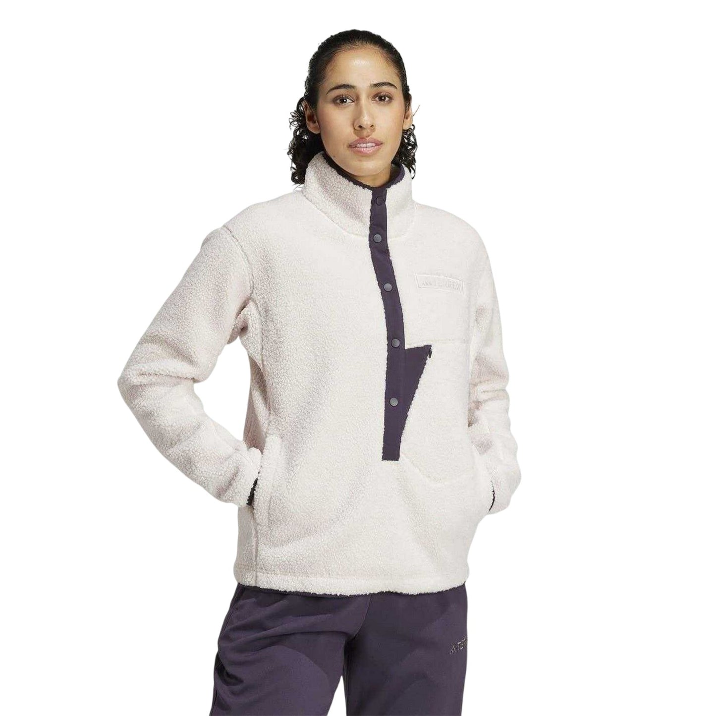 Putty - Side - Adidas Womens-Ladies Terrex Xploric High Pile Sweatshirt