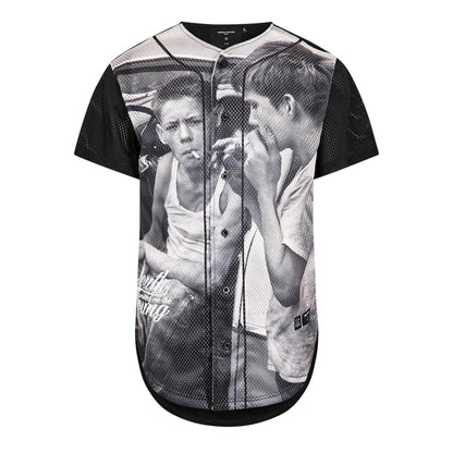 Grey - Front - Criminal Damage Mens Youth Photo Print Mesh Basketball Shirt