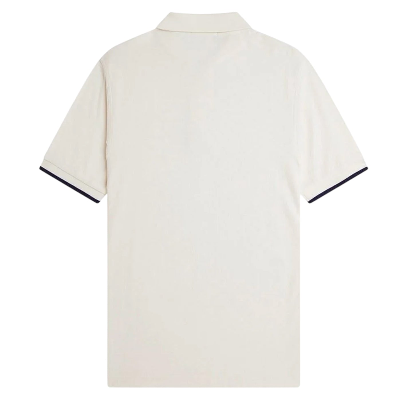 Ecru-Black - Back - Fred Perry Mens Zip Neck Polo Shirt