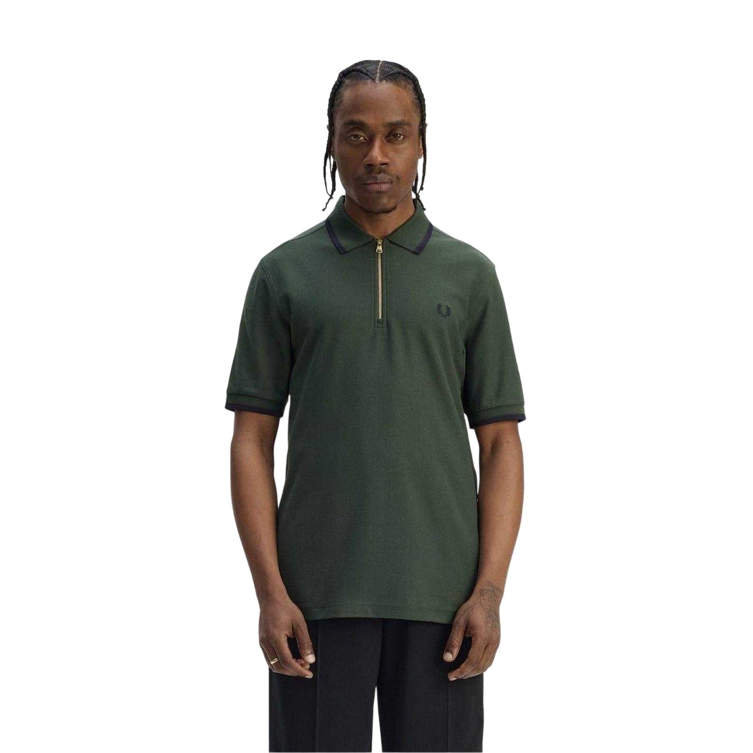 Court Green - Side - Fred Perry Mens Zip Neck Polo Shirt