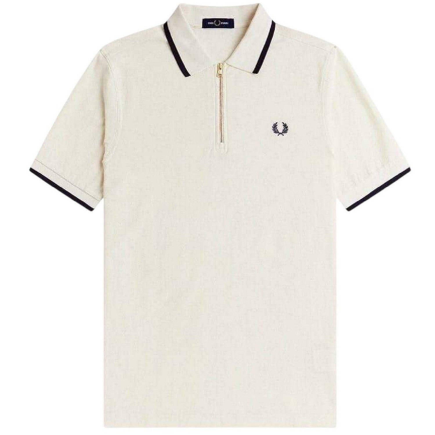 Ecru - Front - Fred Perry Mens Zip Neck Polo Shirt