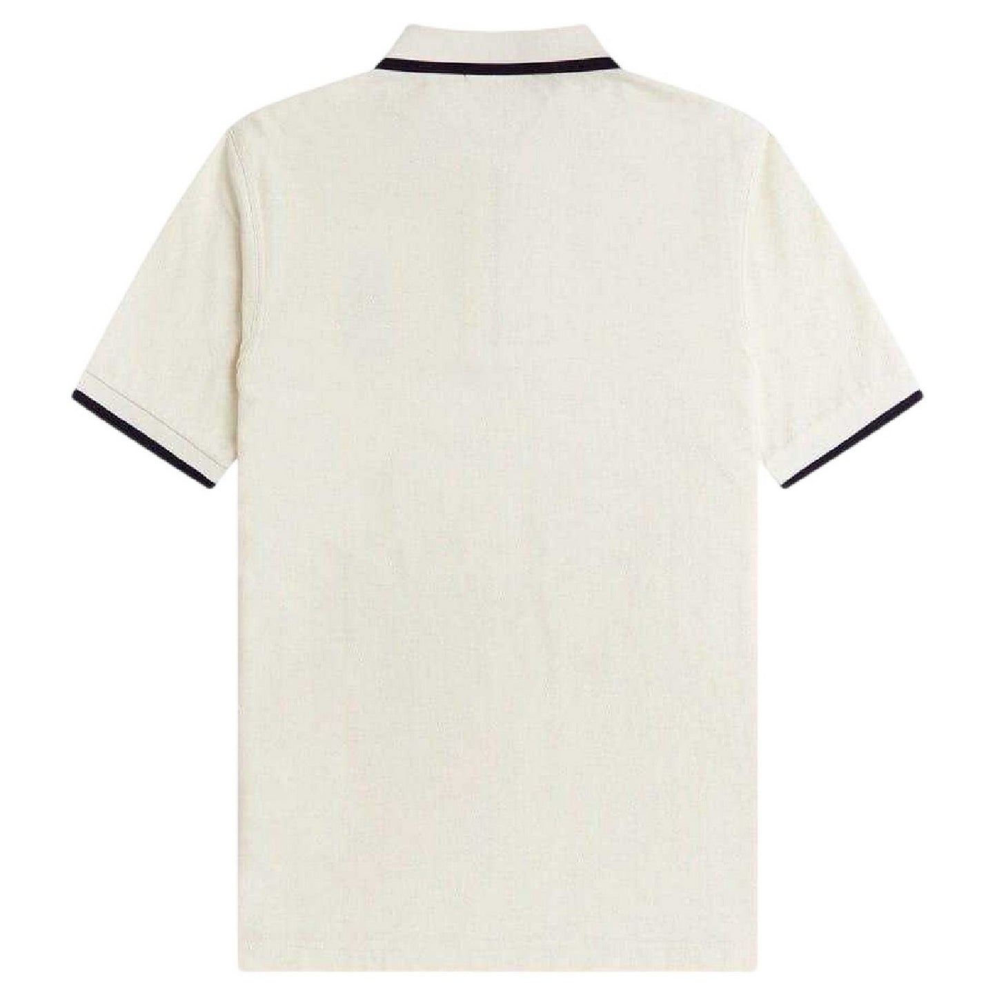 Ecru - Back - Fred Perry Mens Zip Neck Polo Shirt
