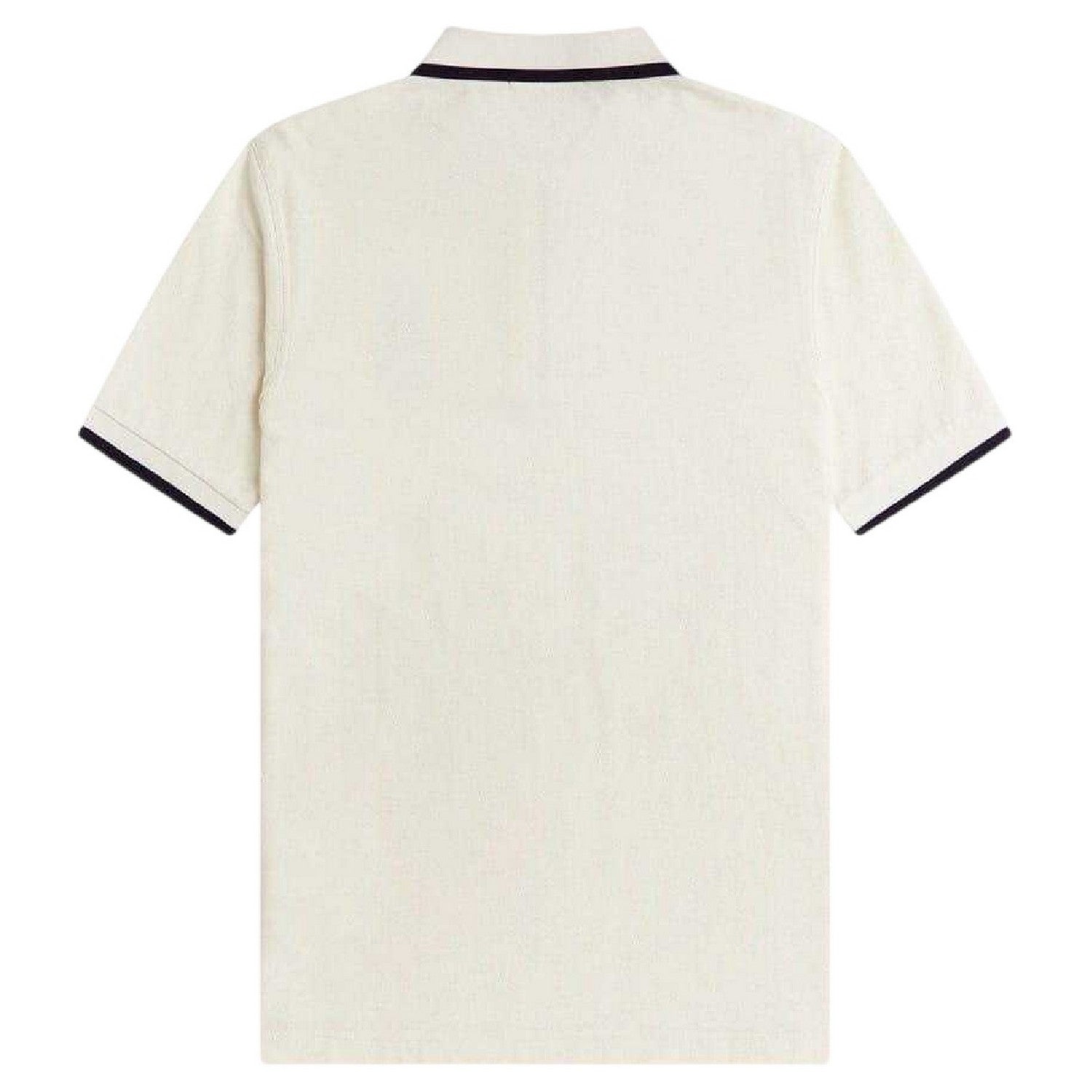 Ecru - Back - Fred Perry Mens Zip Neck Polo Shirt