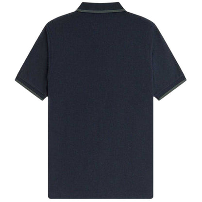 Navy - Back - Fred Perry Mens Zip Neck Polo Shirt
