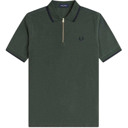 Court Green - Front - Fred Perry Mens Zip Neck Polo Shirt