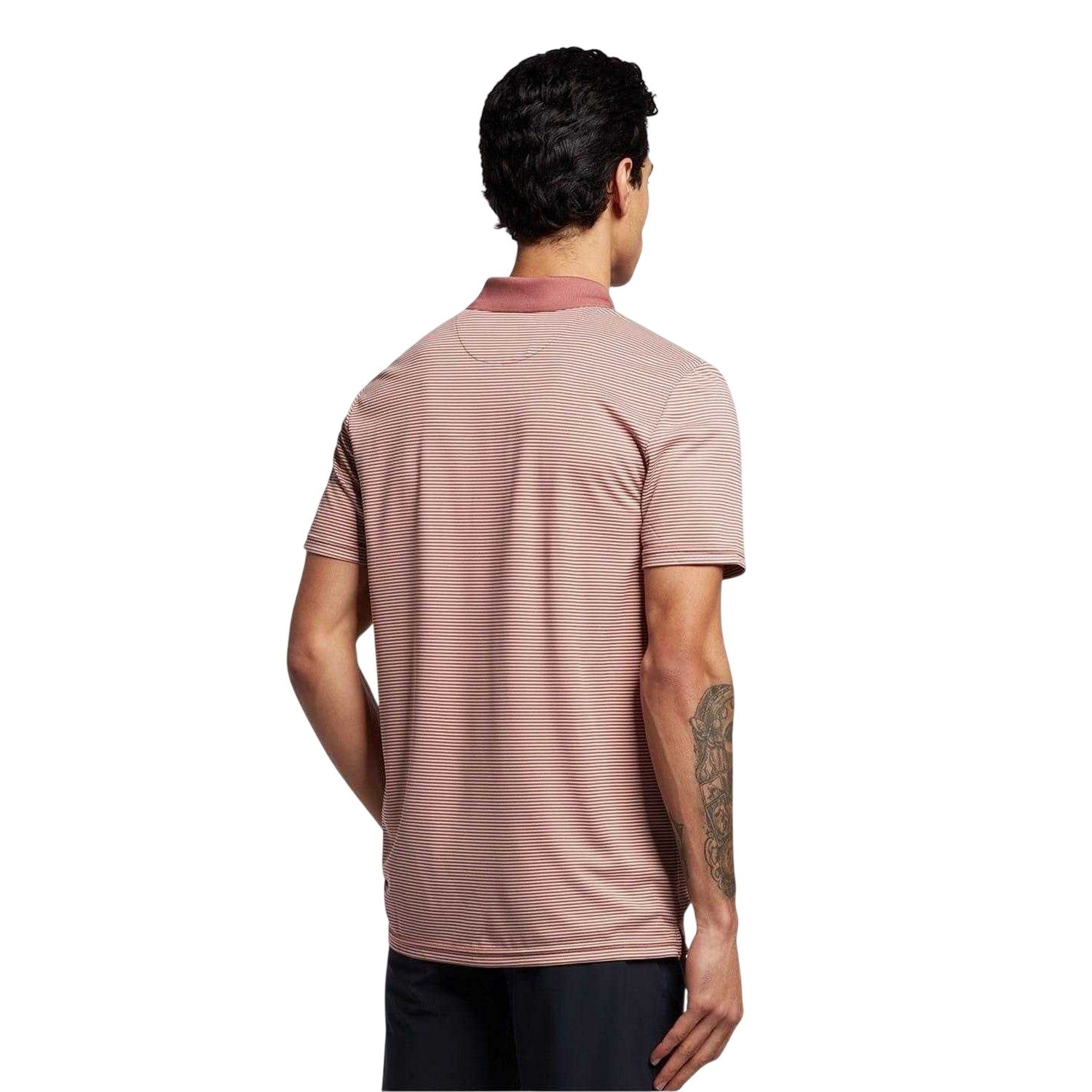 Rose Brown - Back - Lyle & Scott Mens Pinstripe Collared Regular Polo Shirt