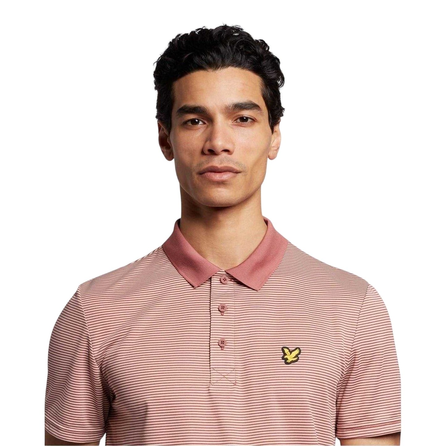 Rose Brown - Side - Lyle & Scott Mens Pinstripe Collared Regular Polo Shirt