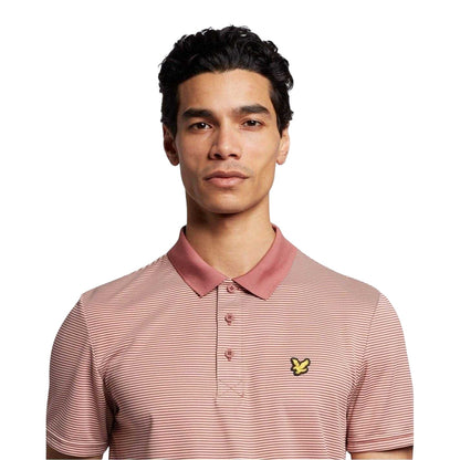 Rose Brown - Side - Lyle & Scott Mens Pinstripe Collared Regular Polo Shirt
