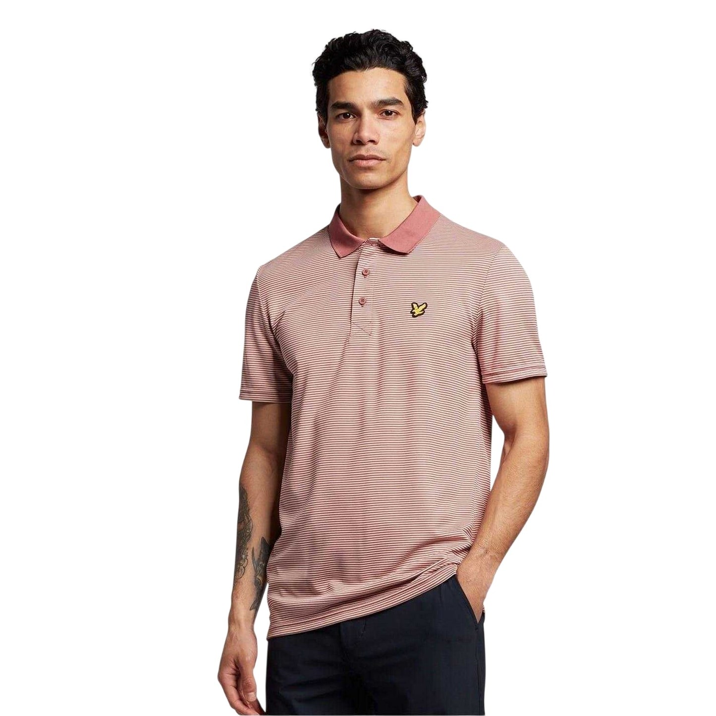 Rose Brown - Front - Lyle & Scott Mens Pinstripe Collared Regular Polo Shirt