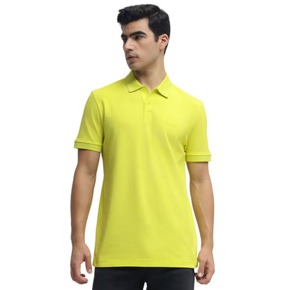 Bright Yellow - Side - Boss Mens Pallas Cotton Regular Polo Shirt