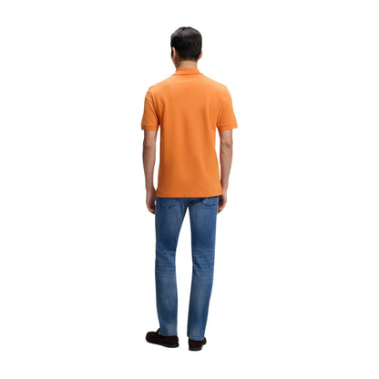 Medium Orange - Back - Boss Mens Pallas Cotton Regular Polo Shirt