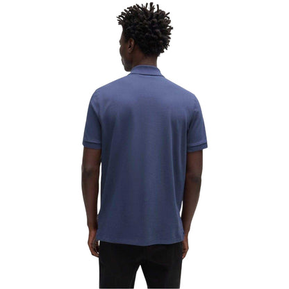 Navy - Back - Boss Mens Pallas Cotton Regular Polo Shirt