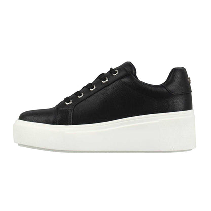 Black-White - Back - Miso Womens-Ladies Wedge Heel Chunky Flat Trainers
