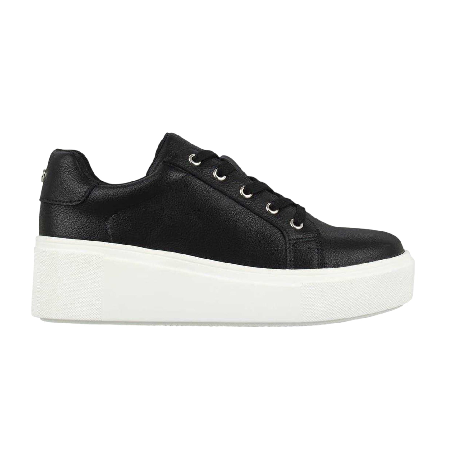 Black-White - Front - Miso Womens-Ladies Wedge Heel Chunky Flat Trainers