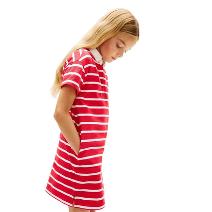Red Alert - Side - Tommy Hilfiger Childrens-Kids Embroidered Logo Polo Shirt Dress