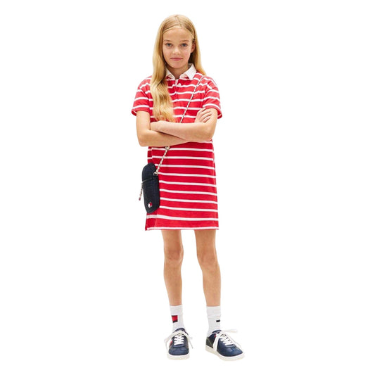 Red Alert - Front - Tommy Hilfiger Childrens-Kids Embroidered Logo Polo Shirt Dress