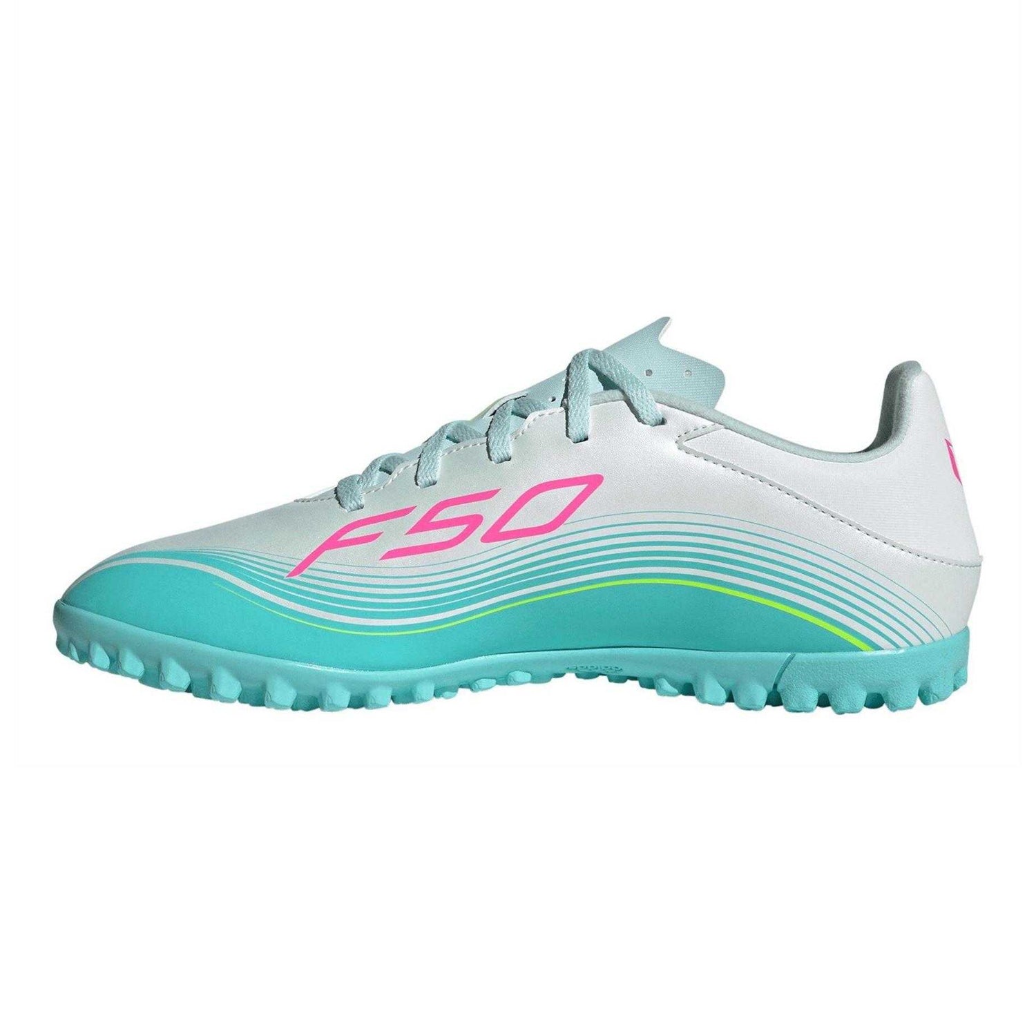 White-Pink-Blue - Side - Adidas Mens F50 League 3 Stripes Football Boots
