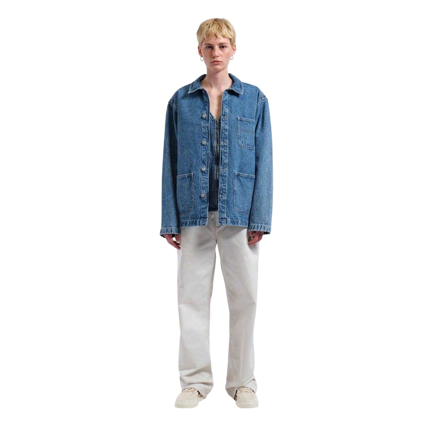 Sky Blue - Side - Dr Denim Mens Denim Drop Shoulder Jacket