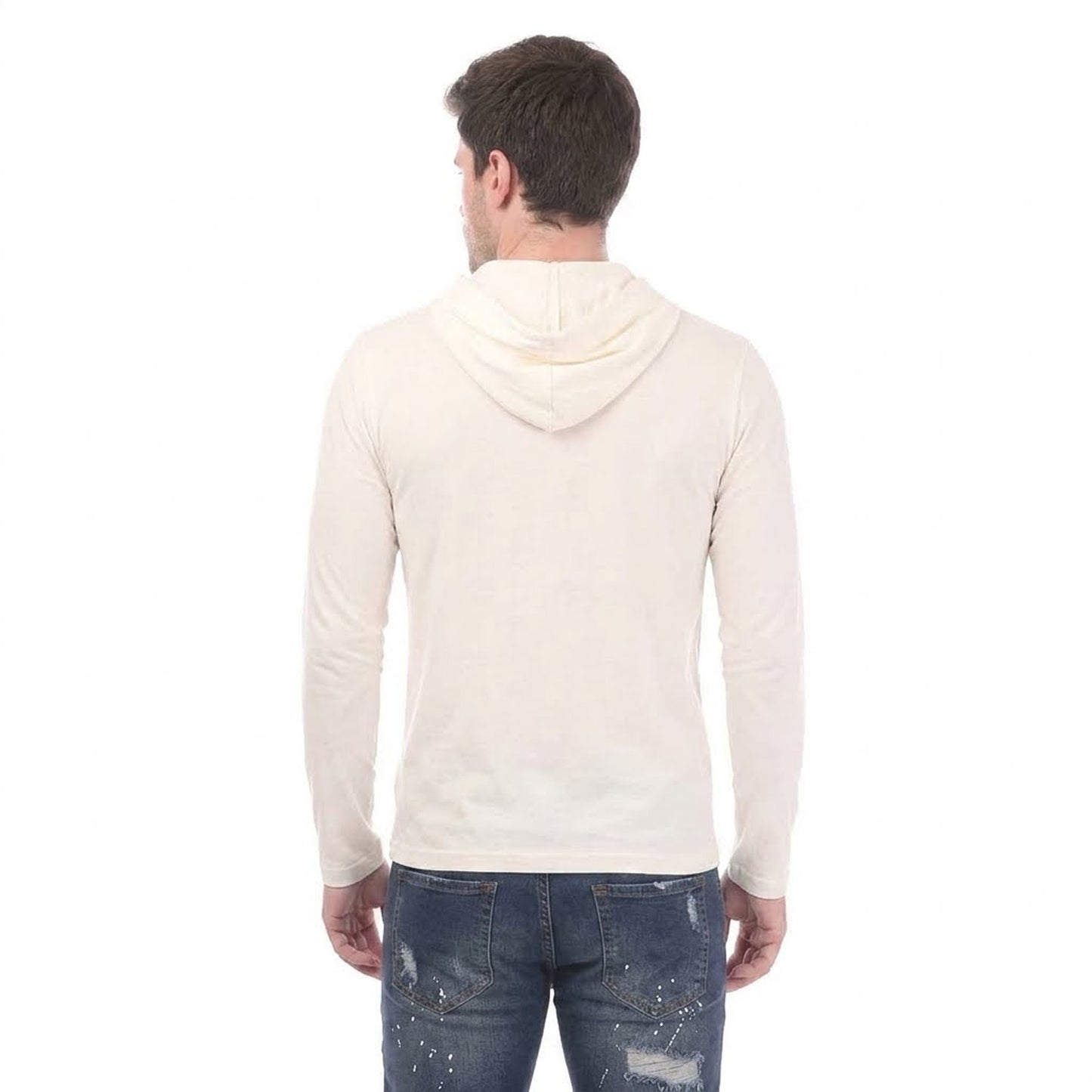 White - Back - DFND London Mens Lettering Regular Hoodie