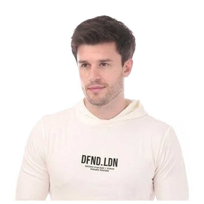 White - Side - DFND London Mens Lettering Regular Hoodie