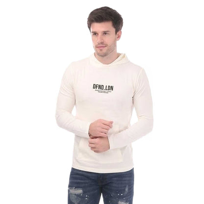 White - Front - DFND London Mens Lettering Regular Hoodie