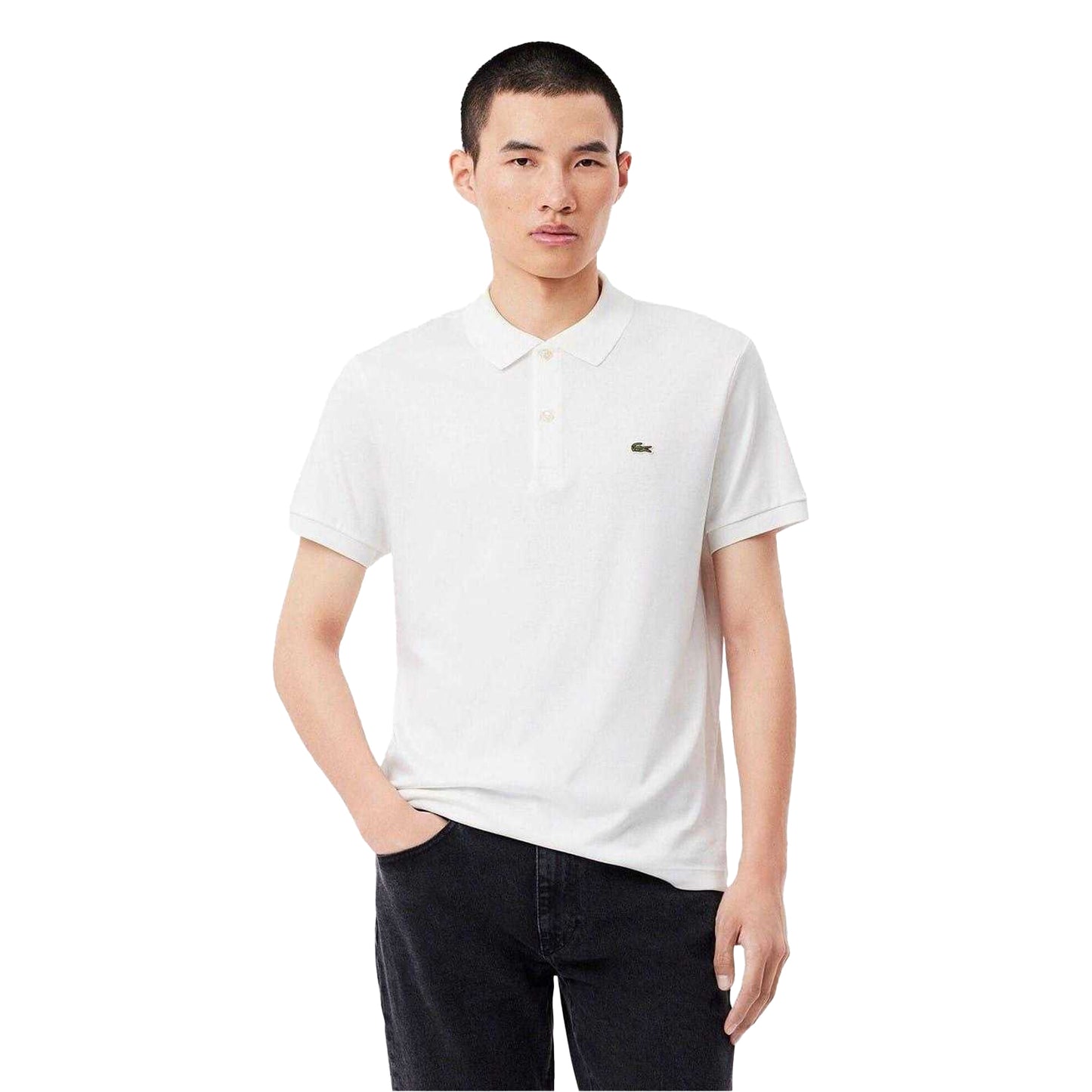 White - Side - Lacoste Mens Pima Cotton Short-Sleeved Polo Shirt